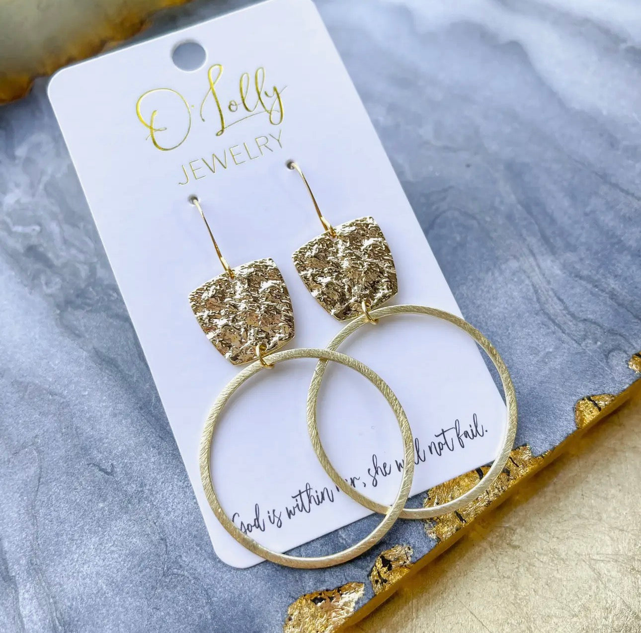 Reese Earrings Textured Gold Hoop
