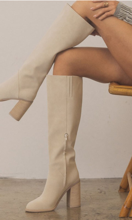 Light Grey Knee Boots