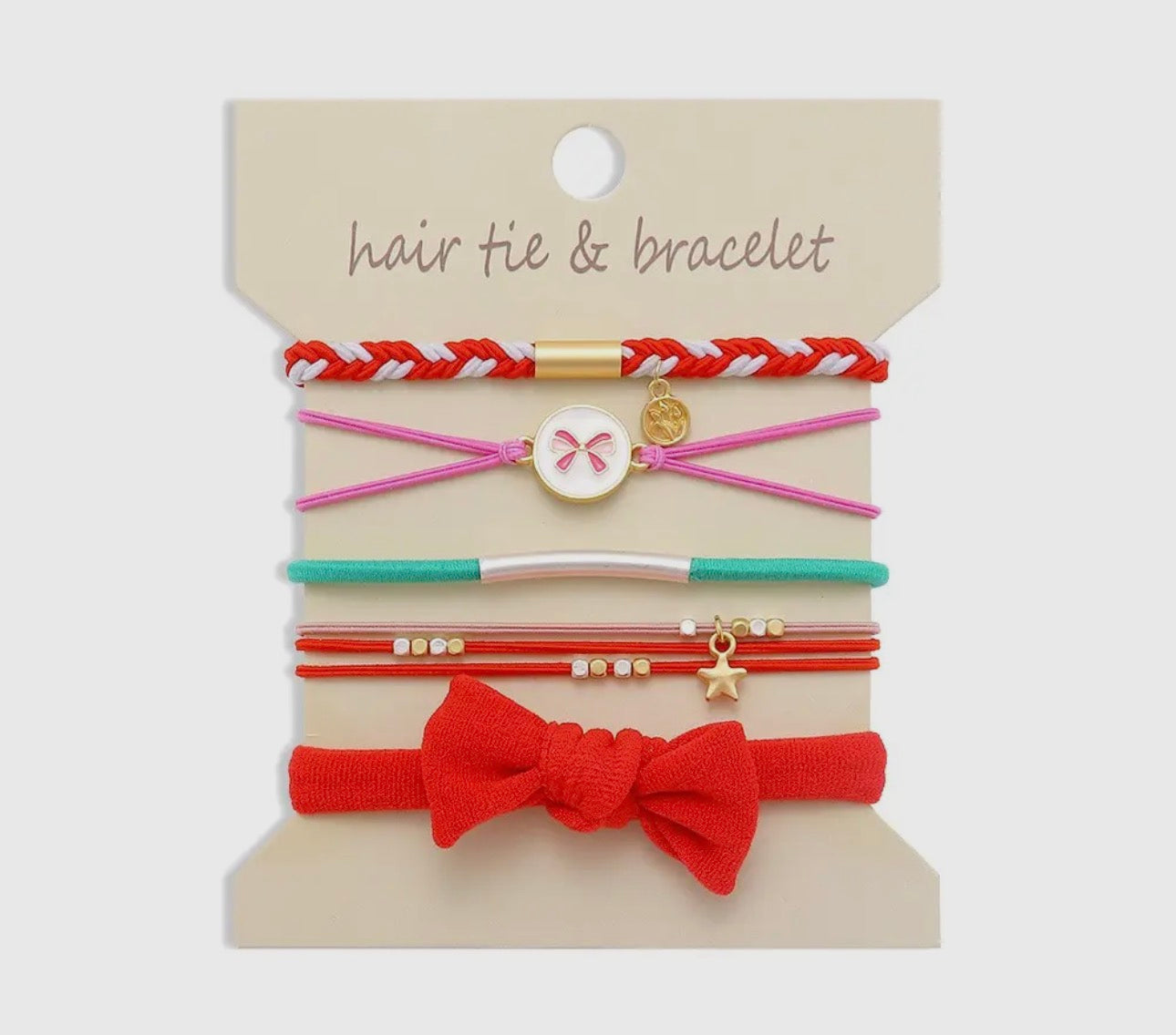Red Boho Bracelet Hair Ties
