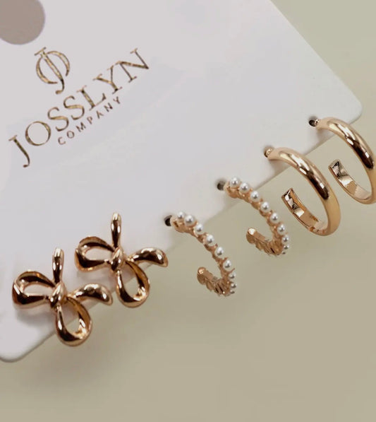 Gold Bow Pearl Studded Trio
