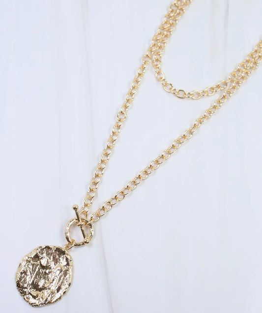 Aira Textured Pendant Long Wrap Necklace