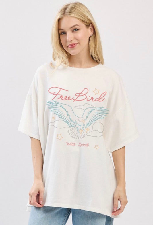 White Puff Free Bird Wild Spirit Tee