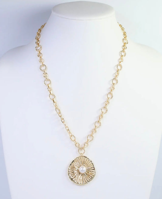 Abriella Textured Pearl Pendant Necklace
