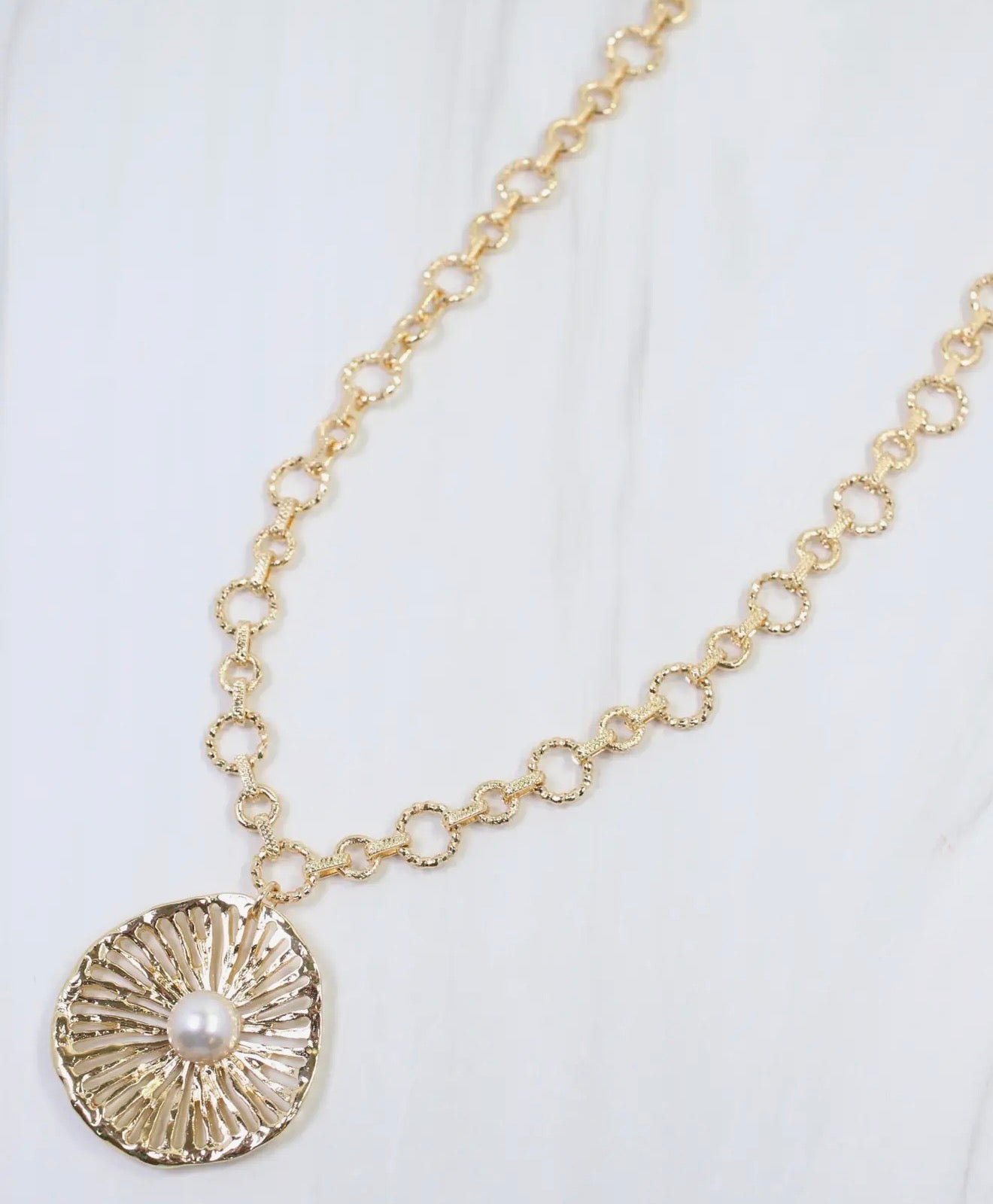Abriella Textured Pearl Pendant Necklace