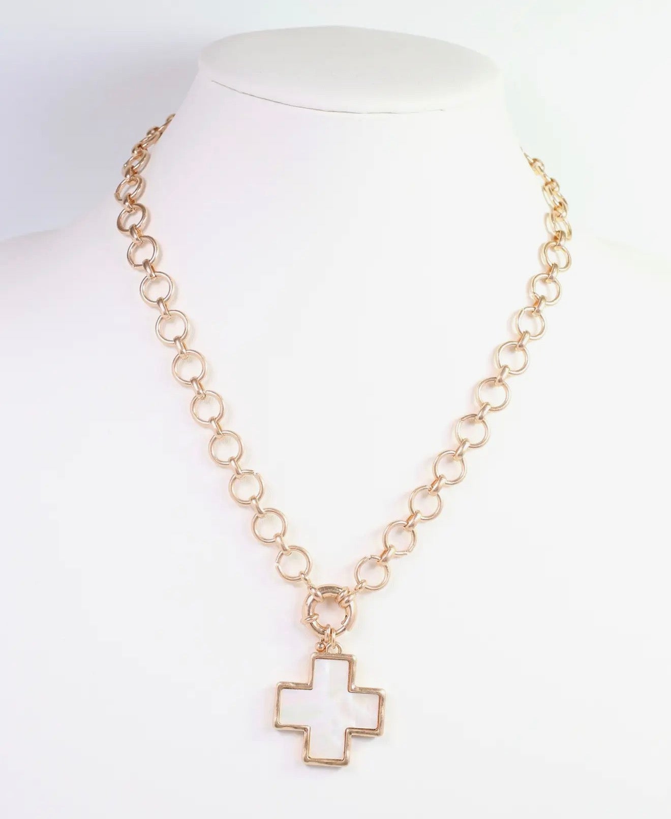 Scone Mother Of Pearl Cross Necklace