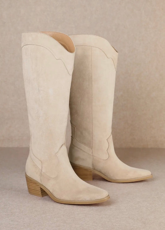 Juliette Beige Modern Western Tall Boots
