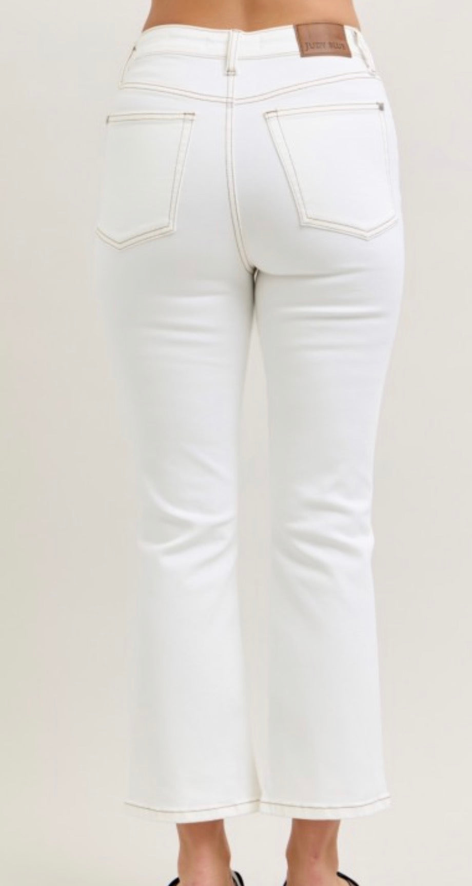 White HW Kick Flare Jeans
