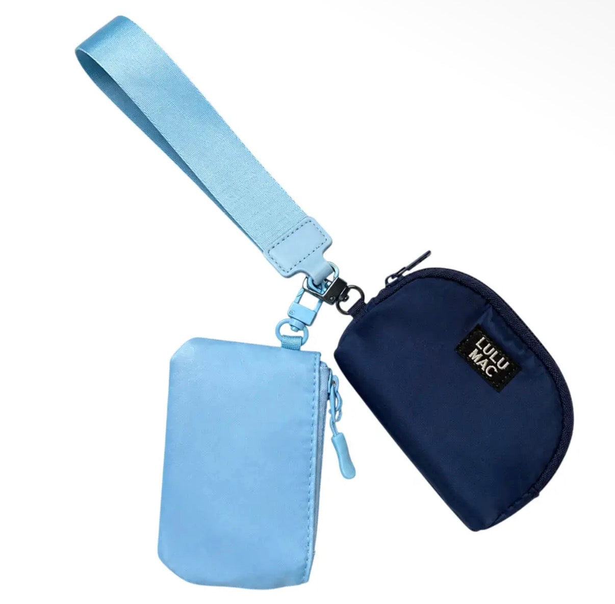 Lulu Mac Double Pouch Wristlet, Light Blue/Navy