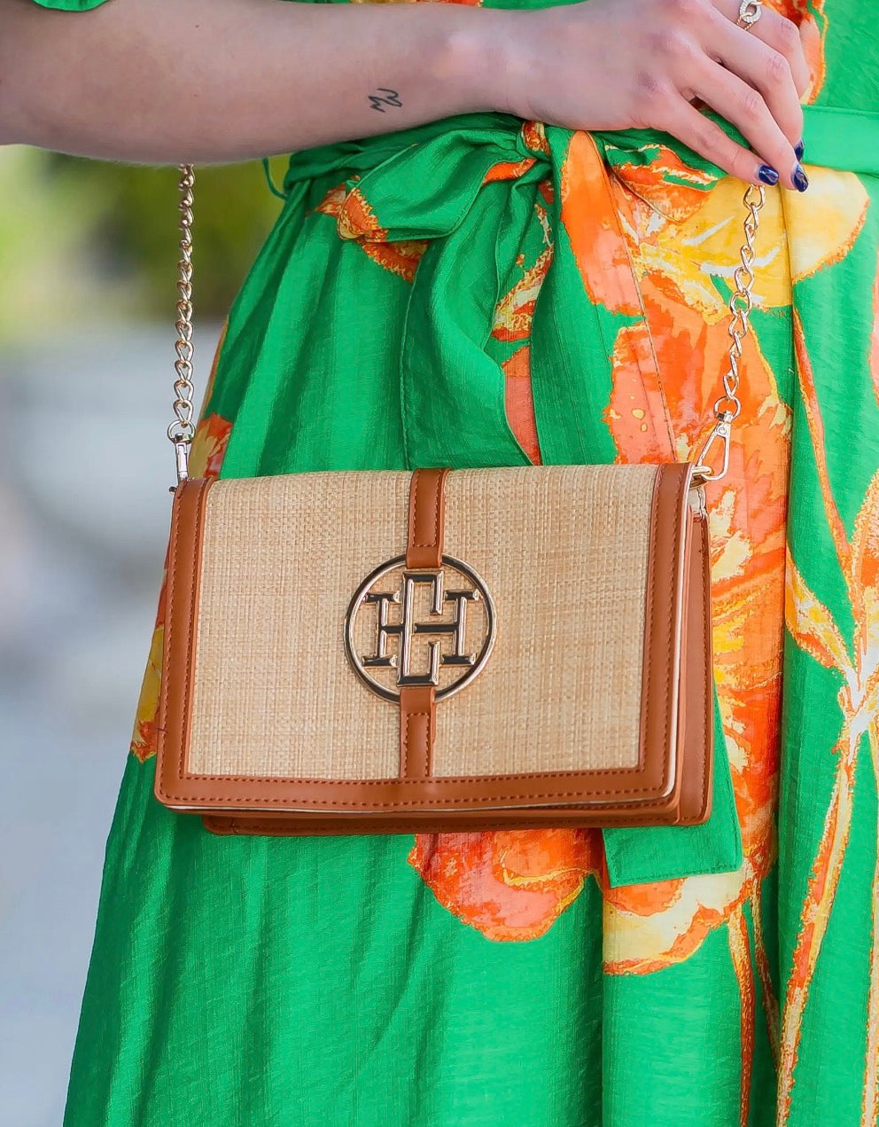 Cecilia Circle Logo Handbag Natural Saddle