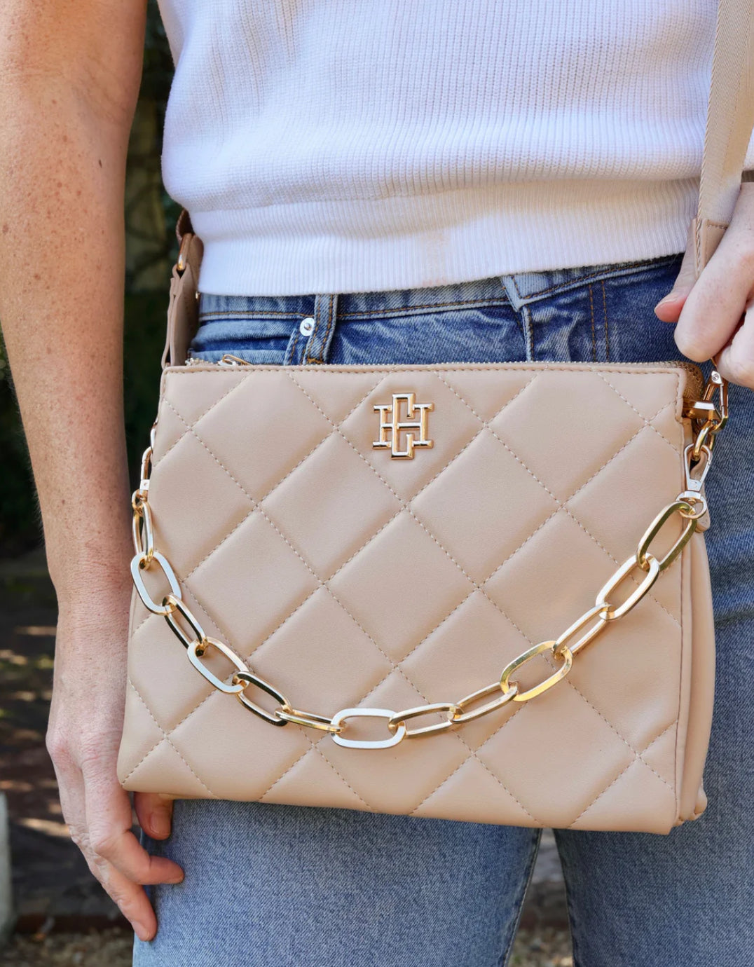 Tan Quilted Crossbody Ariana