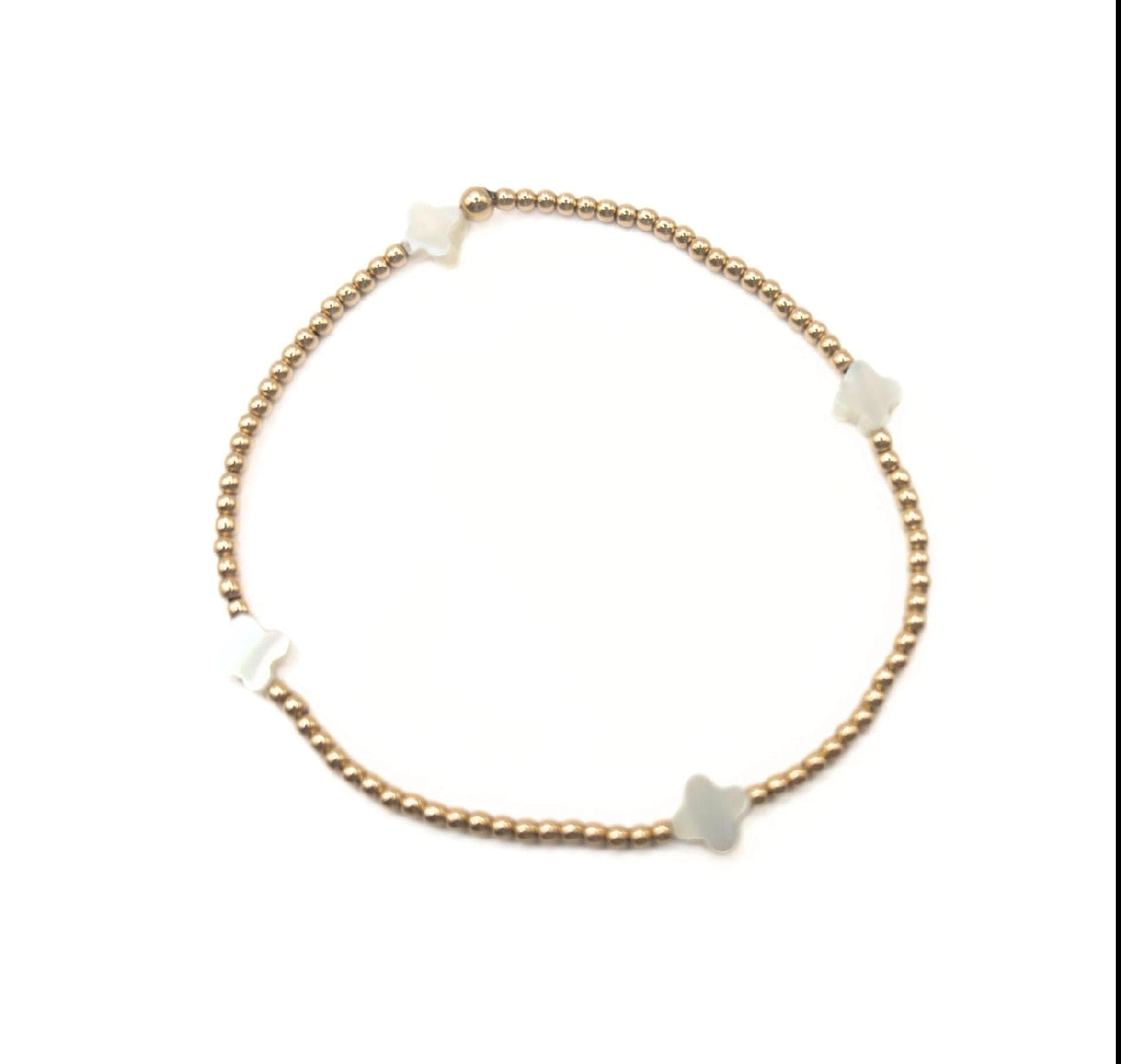 Lucky Clover Bracelet-White 6.5"