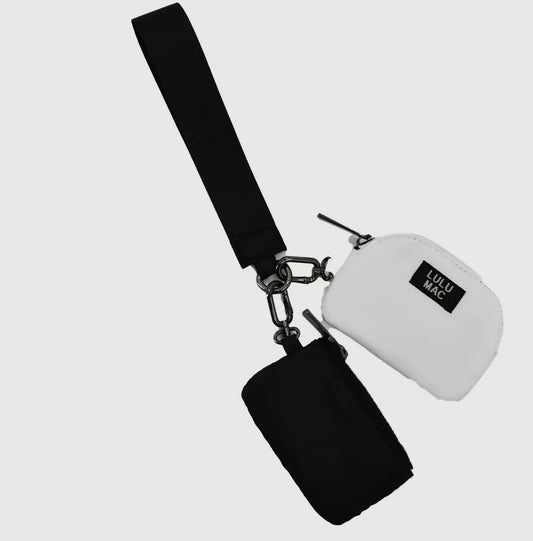 Lulu Mac Double Pouch Wristlets , Black/White
