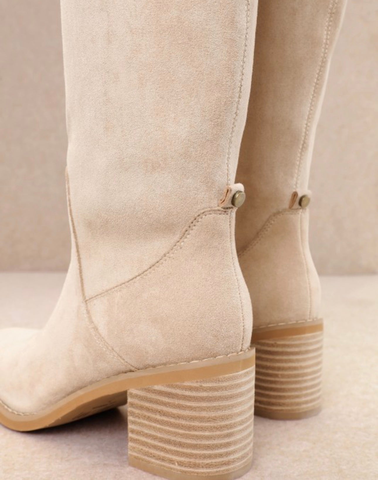 Beige Juno Tall Suede Boots