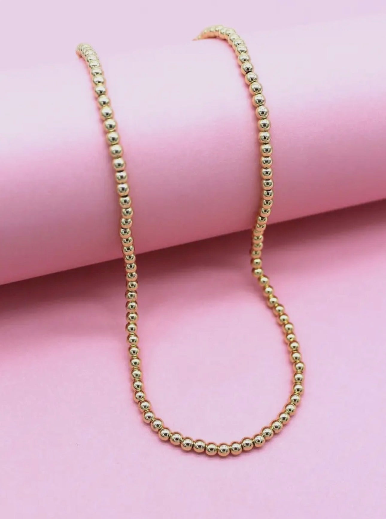 18K Gold Filled 4mm Beaded Necklace