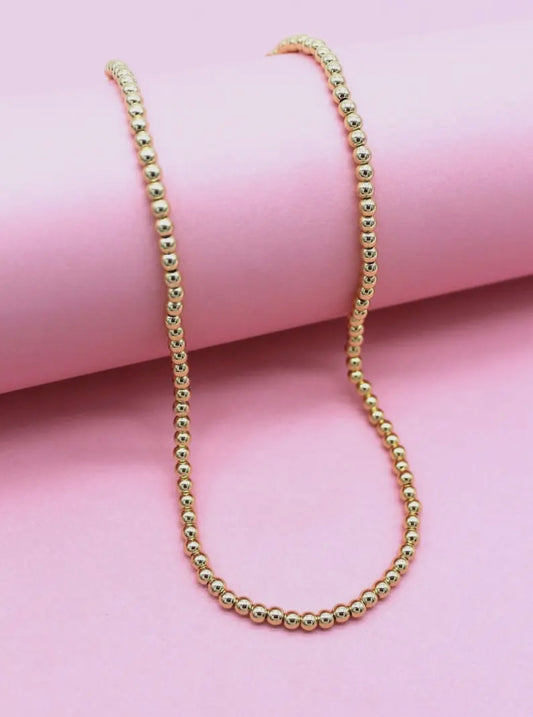 18K Gold Filled 4mm Beaded Necklace