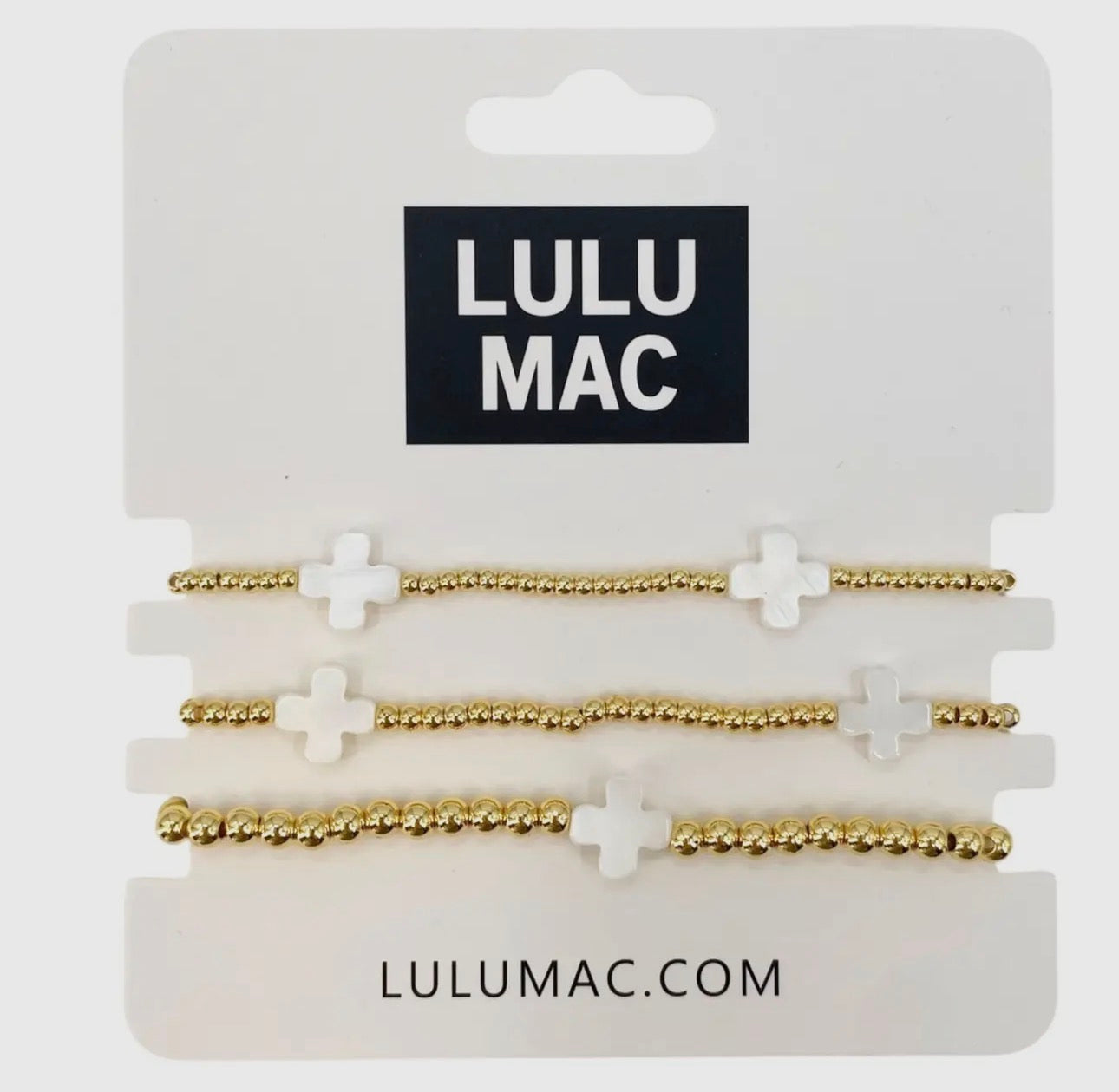 Gold/White Cross Lulu Mac Bracelet Set