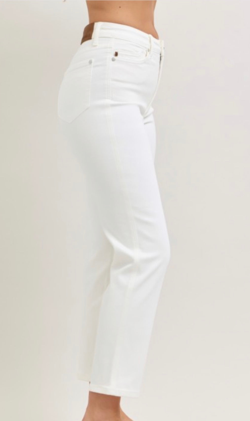 White Tummy Control Ankle Straight Jeans