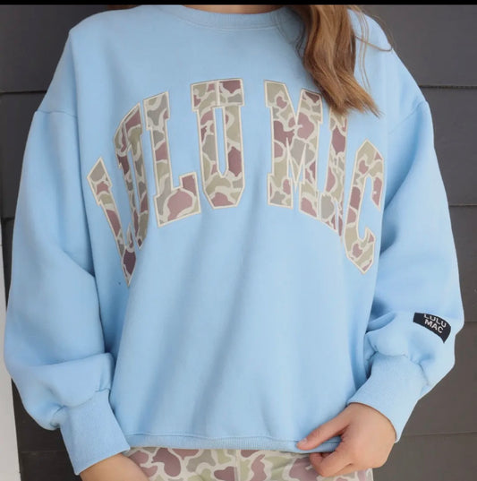 Camo Lulu Mac Pullover, Light Blue
