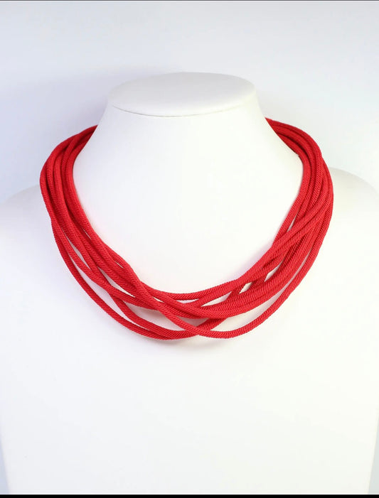 Cranston Layered Cord Necklace RED