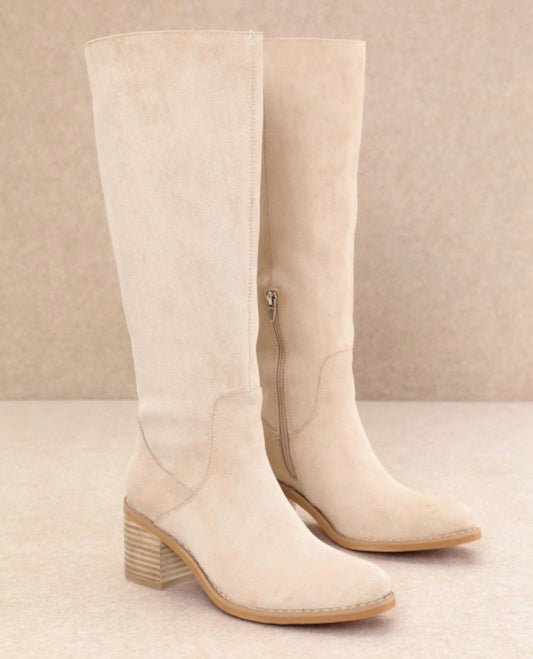 Beige Juno Tall Suede Boots