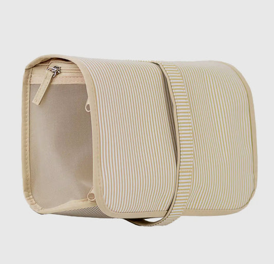 Pinstripe Travel Cosmetic Bag White/Shell