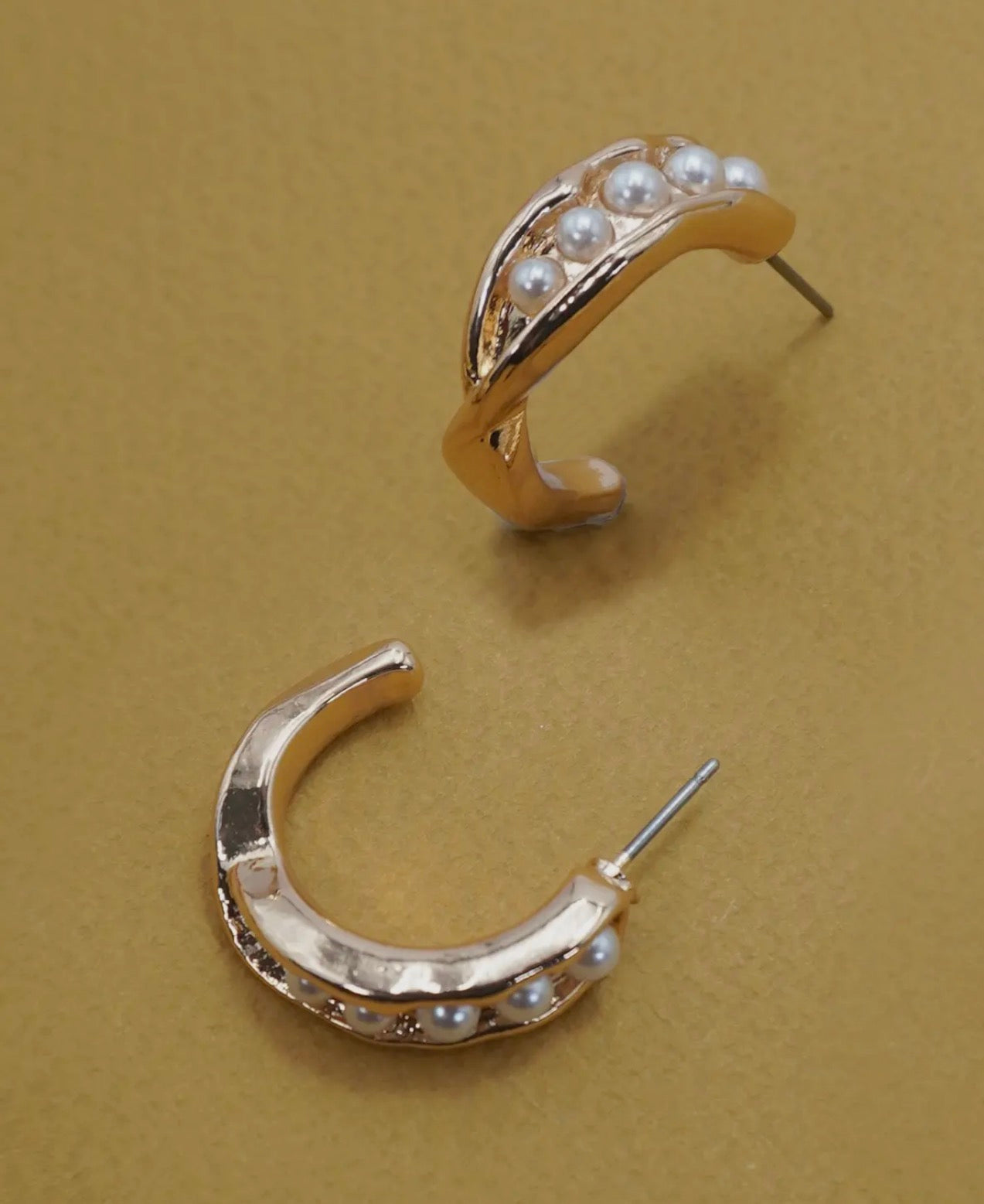 Intertwined Pearl Hoops