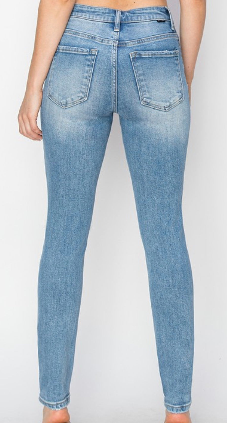 Light High Rise Ankle Skinny Knee Distressed Jeans