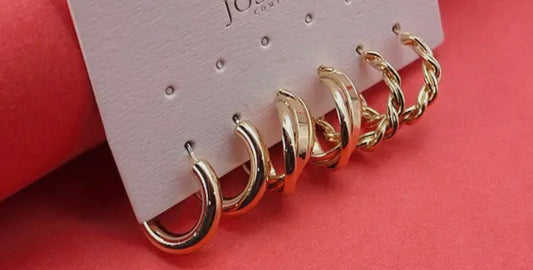 Gold Twisted Trio Hoop Earring Set