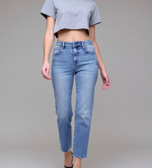 Medium 27" High Rise Cropped Straight Jean