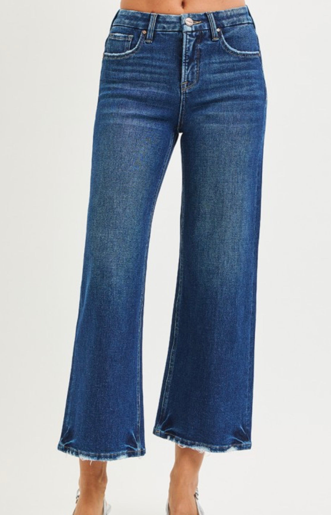 Dark Tummy Control 4 Way Stretch High Rise Crop Jean