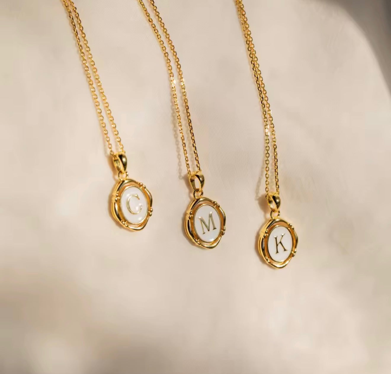 Ivory Oval Letter Necklace