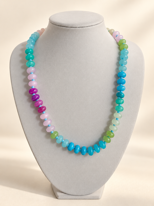 Natural Stone Semi-Precious Glass Mixed Necklace, E