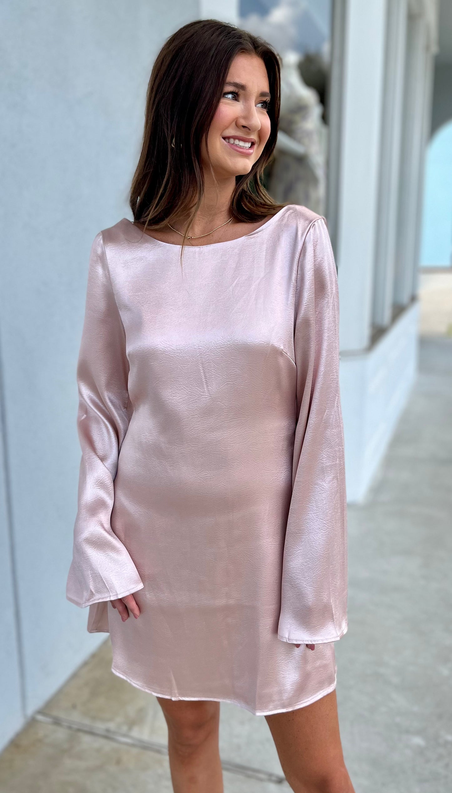 Mauve Satin Cowl Back Dress