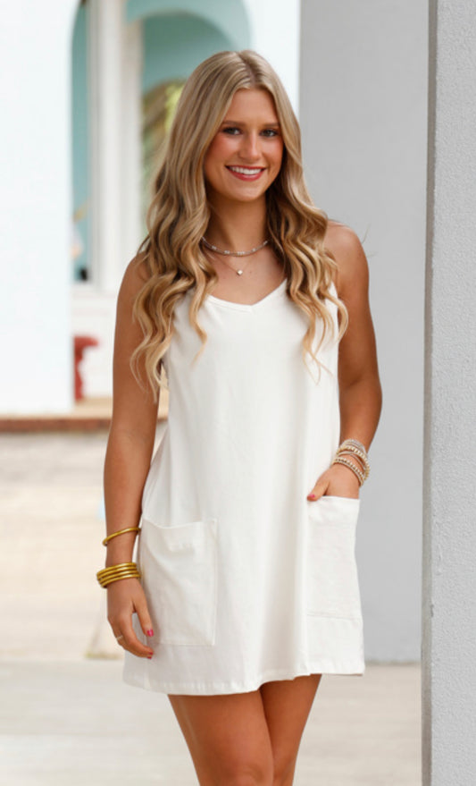 Ivory Solid Mini Dress