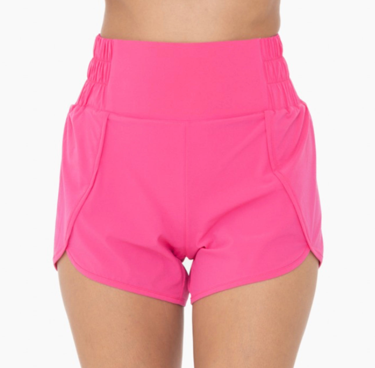 Hot Pink Highwaist Split Shorts