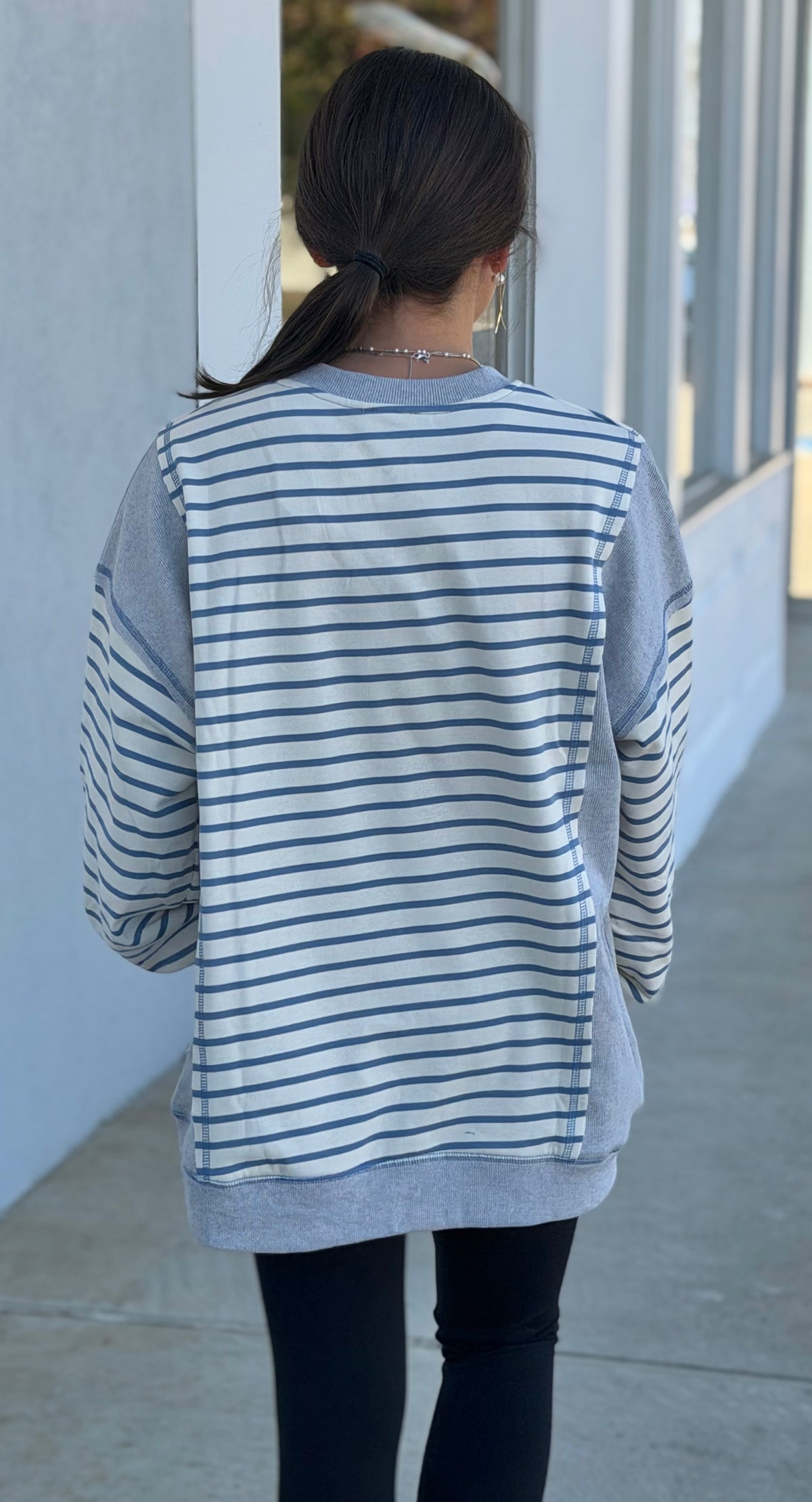 Cream/Blue Striped Pullover