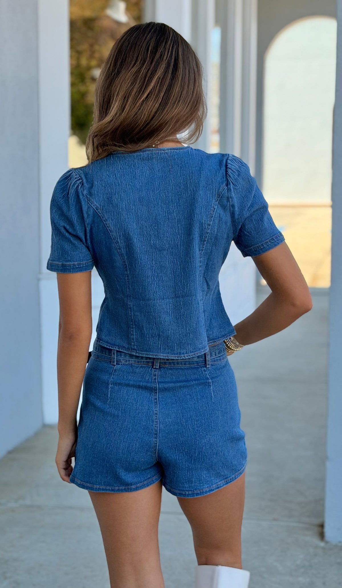 Denim Button Up Top & Shorts SET