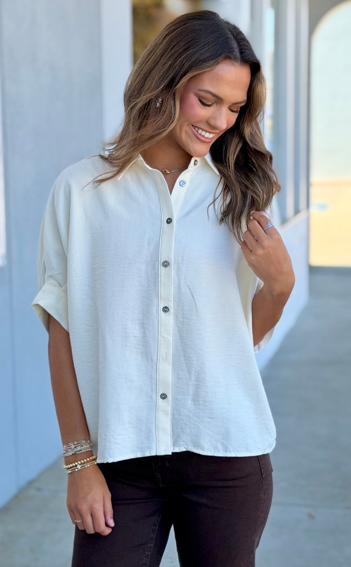 Ecru Button Up Blouse