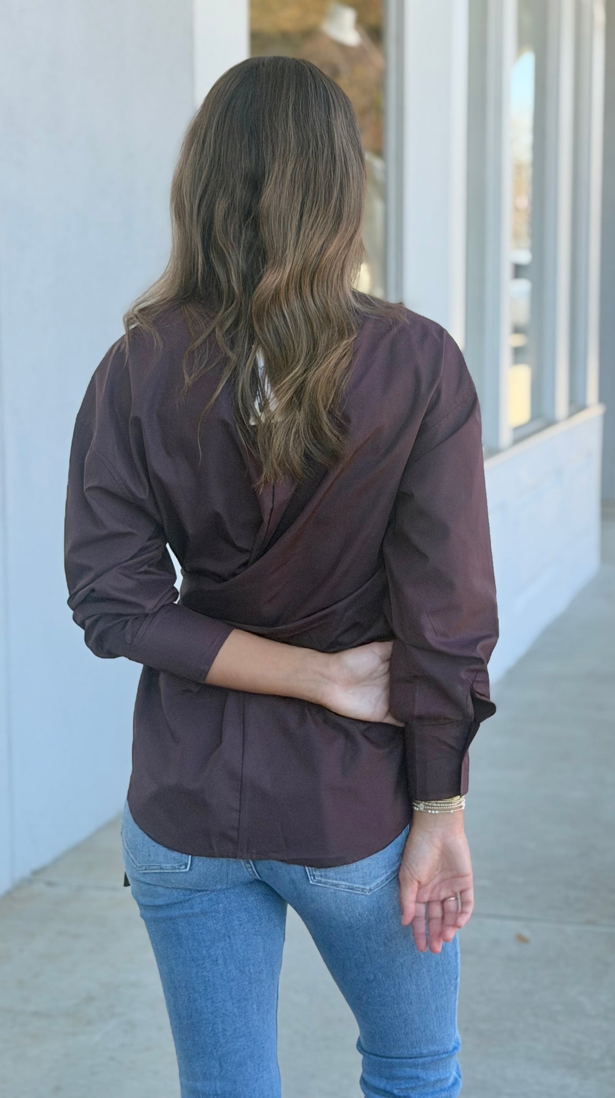 Button Up Top W Tie, Chocolate