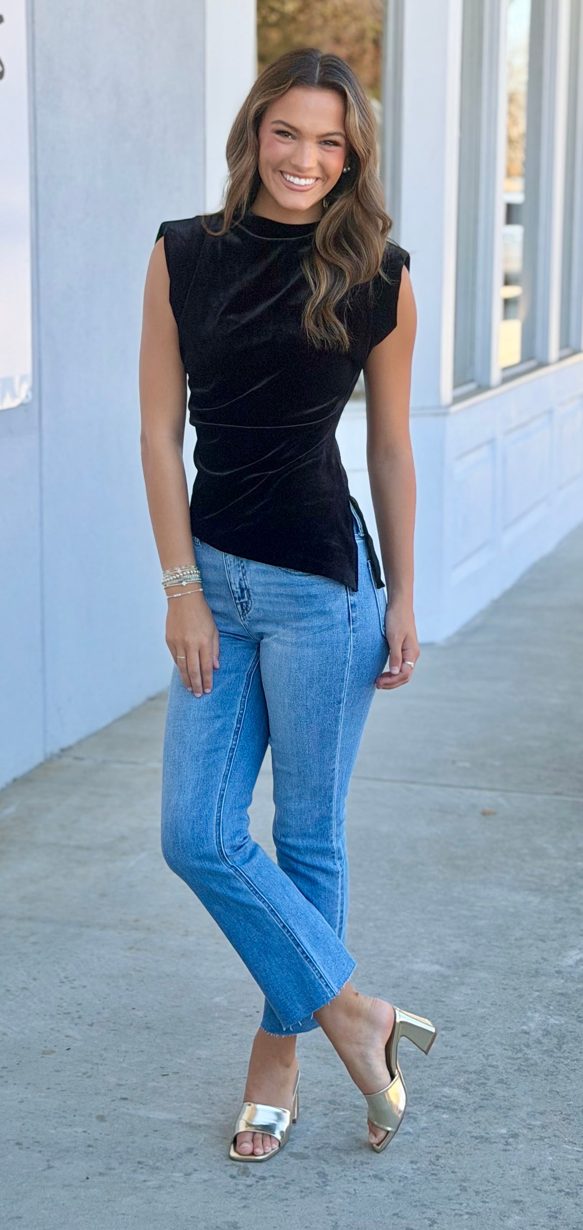 Black Velvet Mock Neck Top