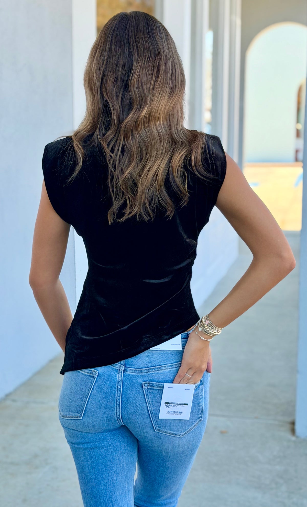 Black Velvet Mock Neck Top