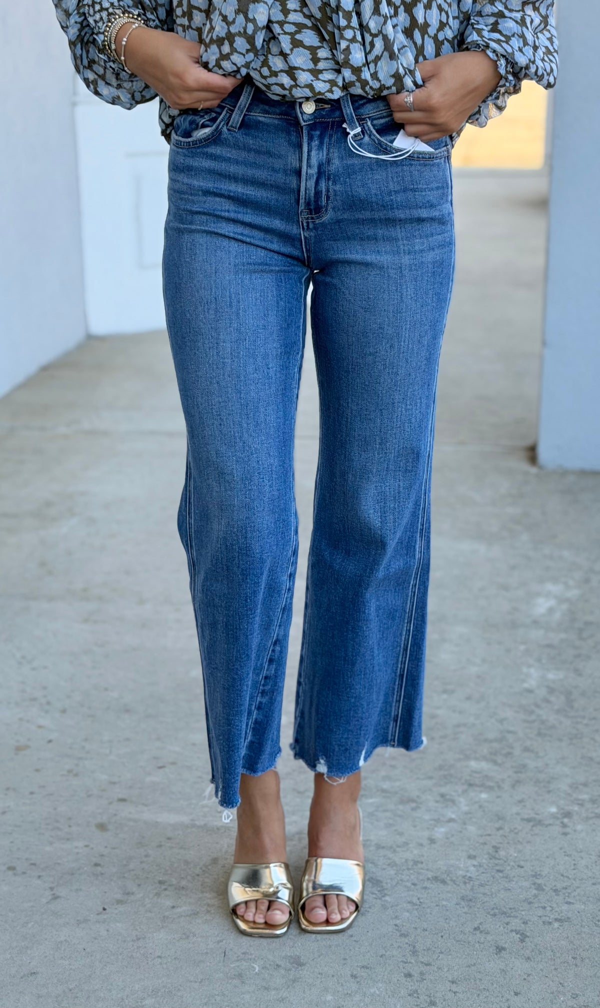 Treasure High Rise Raw Hem Vintage Flare