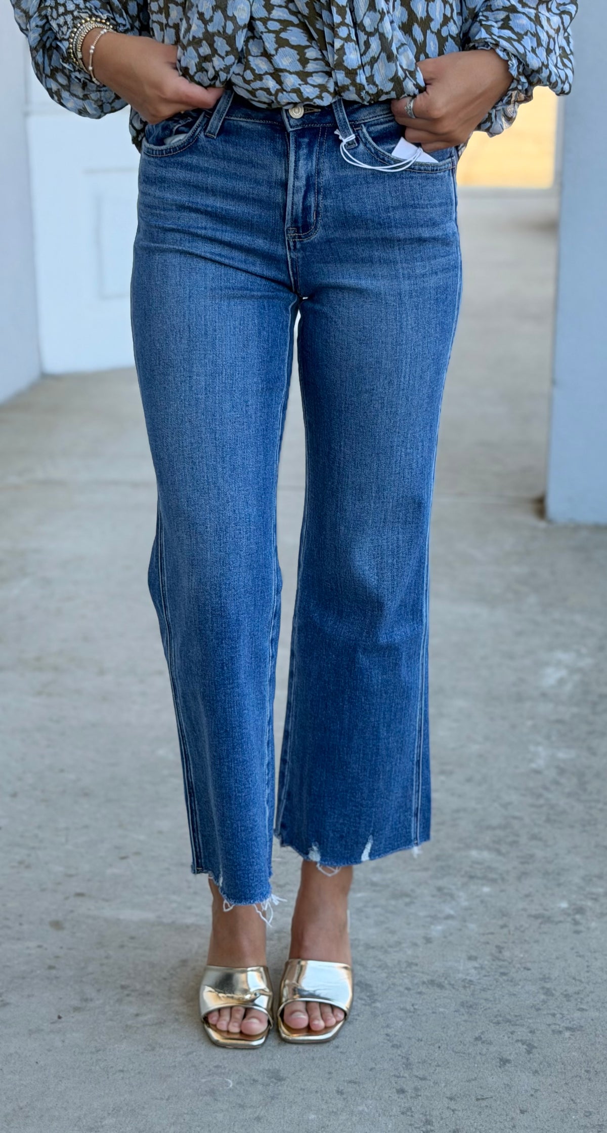 Treasure High Rise Raw Hem Vintage Flare