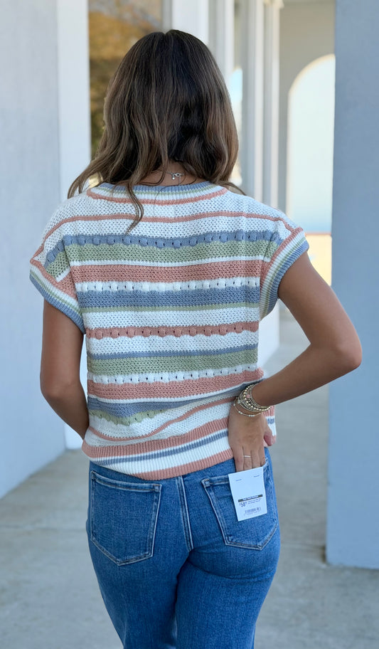 Apricot Textured Stripe Sweater