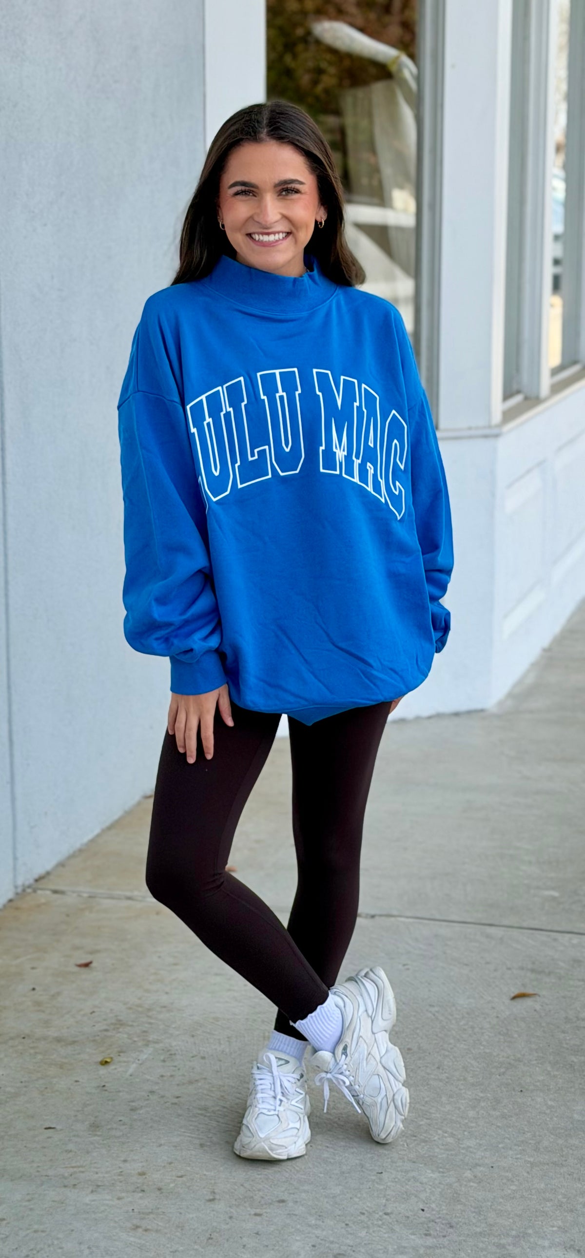 Lulu Mac Stitch Terry Cloth Mockneck, Bright Blue
