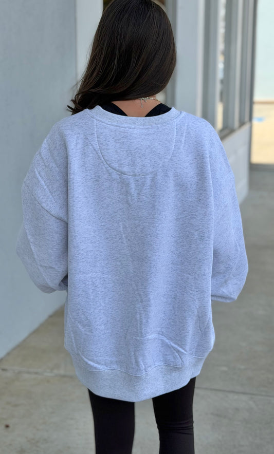 Lulu Mac Heather Grey Multi Stitch Sweatshirt