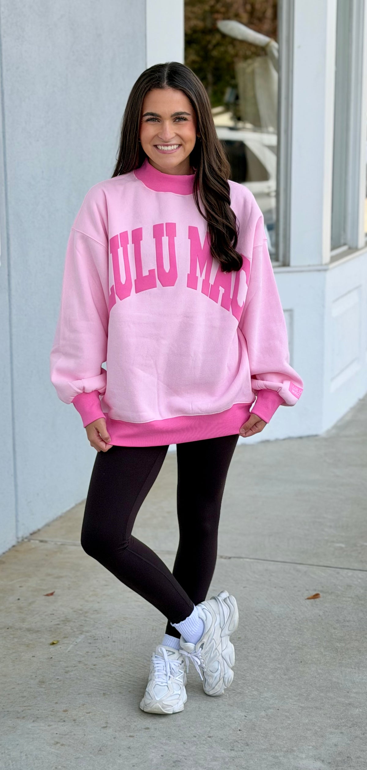 Lulu Mac Puff Mockneck Sweatshirt, Light Pink/Bubblegum