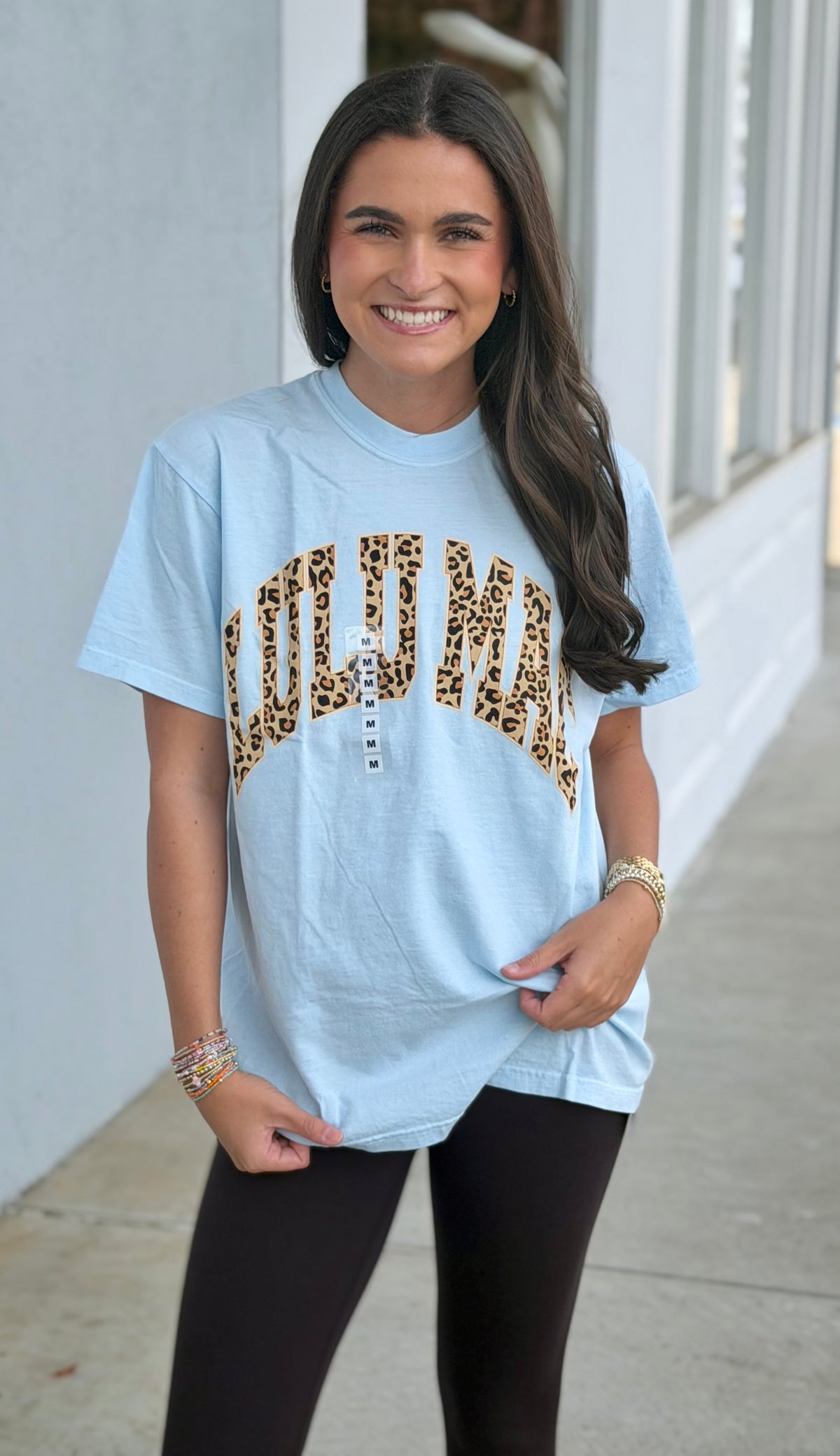 Lulu Mac Leopard Print Tee, Chambray