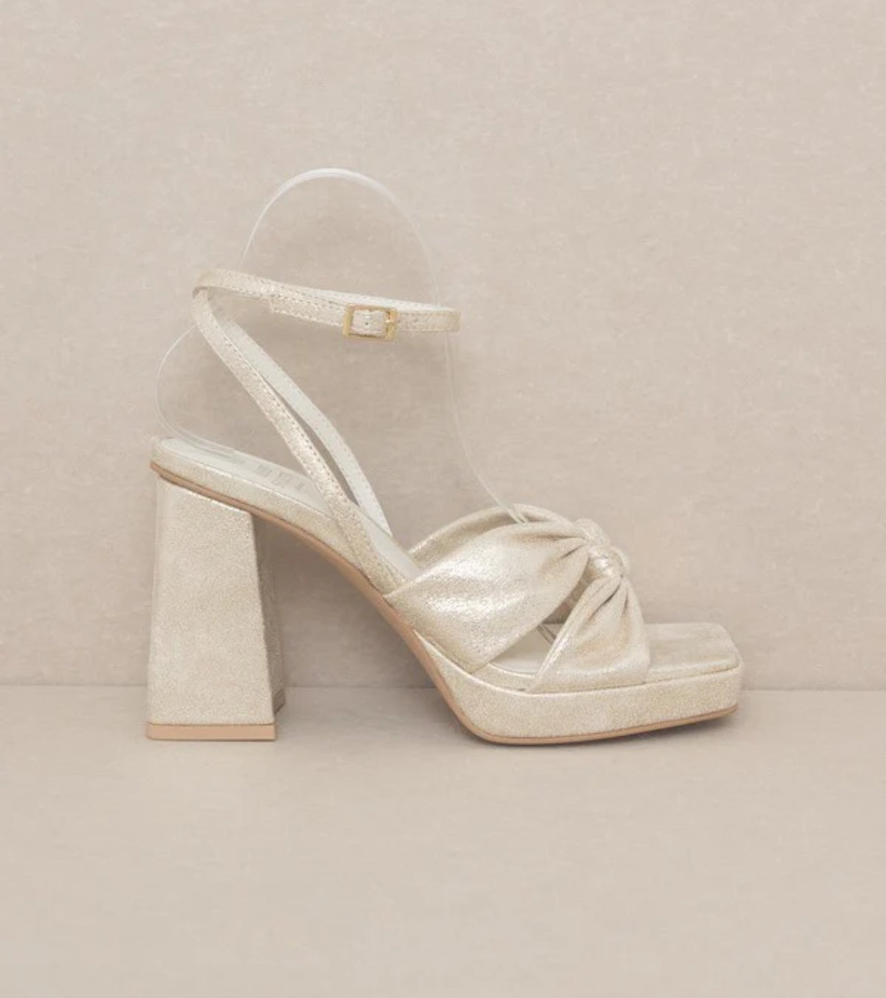 Gold Knotted Band Platform Heels