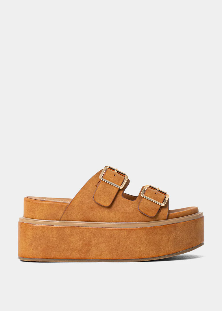 Lucinda Camel Platform Buckle Sandal